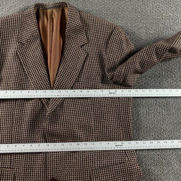 Ermenegildo Zegna Soft Wool Mohair Houndstooth Blazer Men's 44 Red Brown Blue - Picture 10 of 16